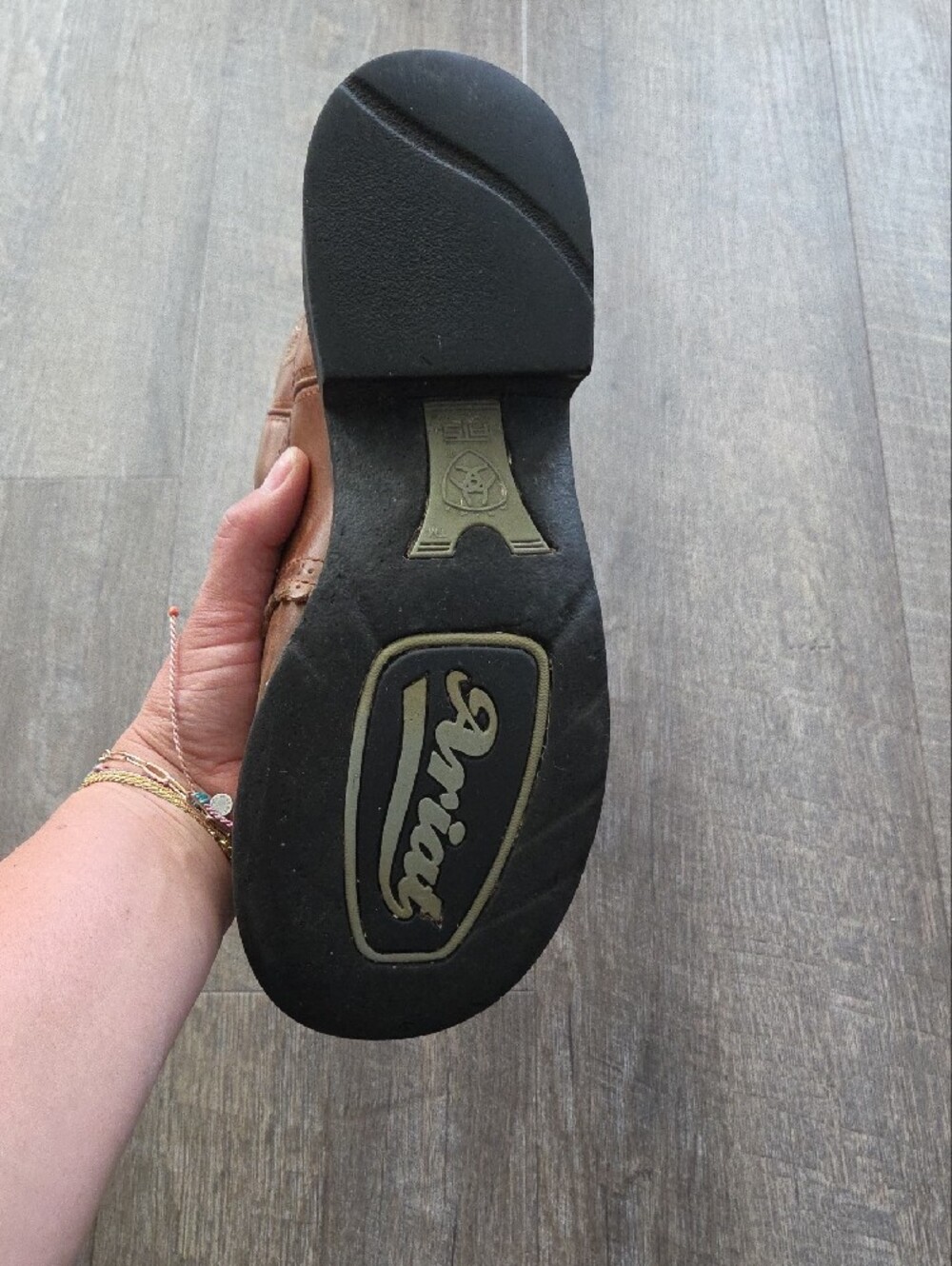 Ariat Tan and Light Blue Leather Western Boot Interior - Picture 6 of 13